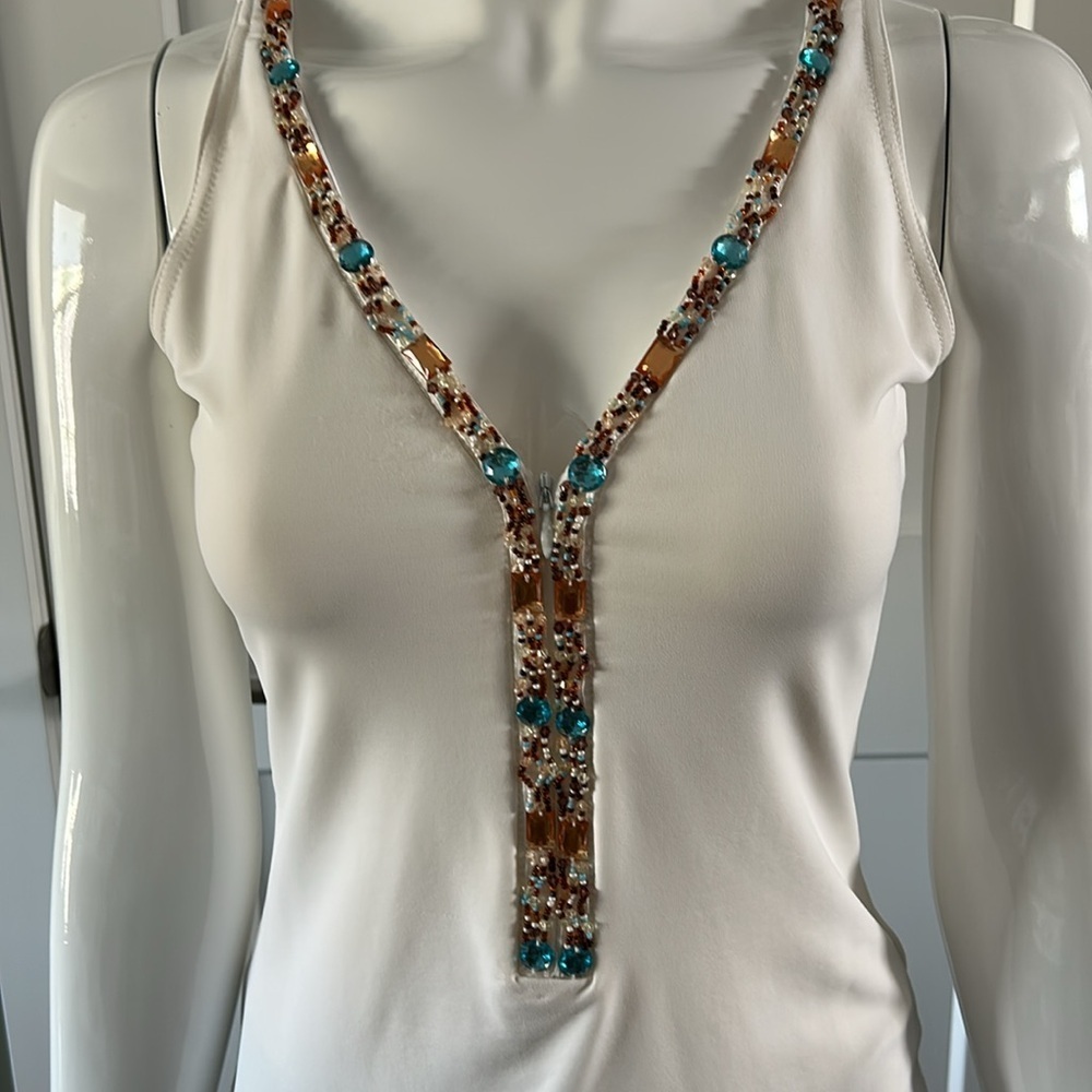 Joseph Ribkoff Jewelled Zip Tank Top - Picture 2 of 12